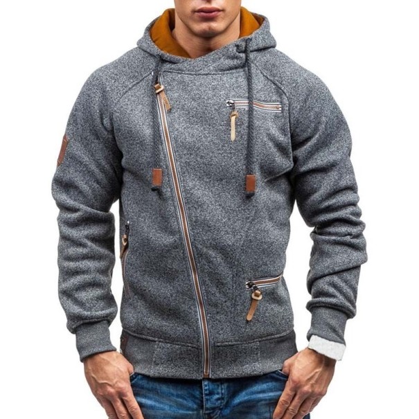 Herren-Sweatshirt mit Reißverschlüssen grau XS