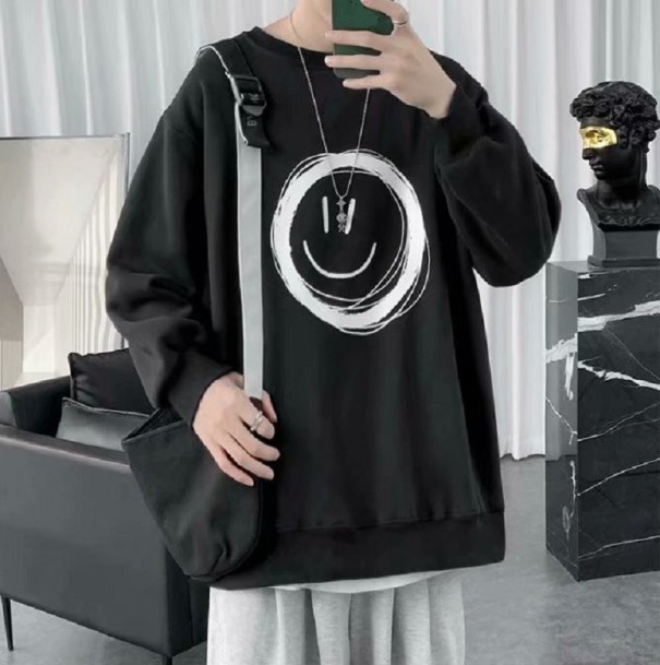 Herren-Sweatshirt mit Smiley-Gesicht A2518 schwarz XXL