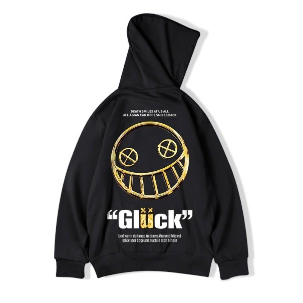 Herren-Sweatshirt mit Smiley-Gesicht F138 schwarz L