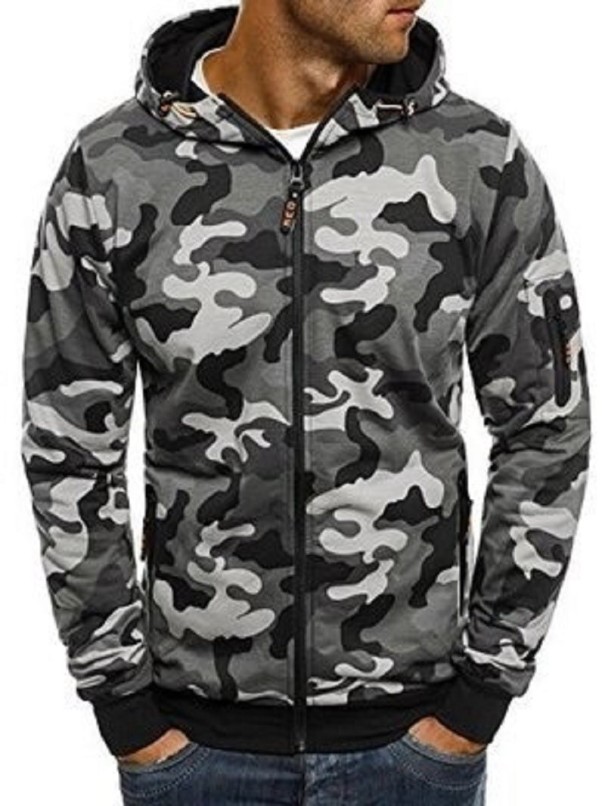 Herren-Sweatshirt mit Tarnmuster F107 grau L