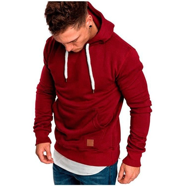 Herren-Sweatshirt mit Tasche weinrot XL