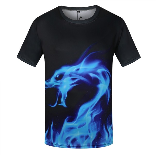 Herren-T-Shirt mit 3D-Drachen-Print J1462 blau M