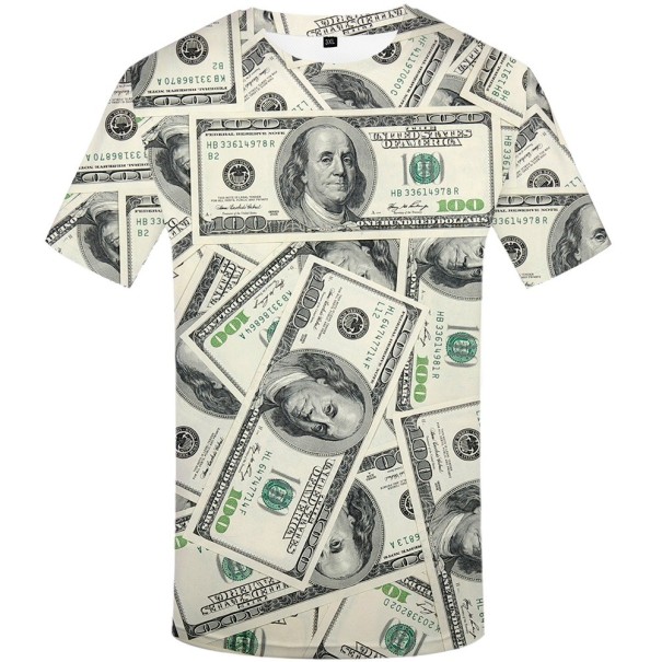 Herren-T-Shirt mit 3D-Druck – Dollars L