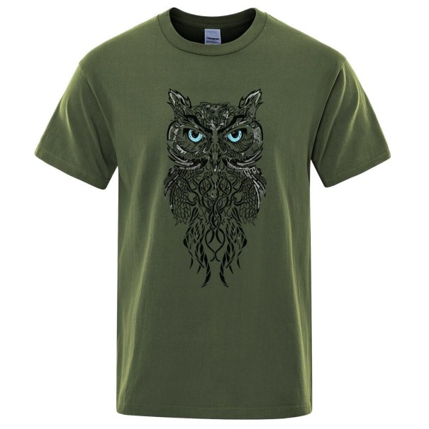 Herren-T-Shirt mit Eule T2164 armeegrün XL