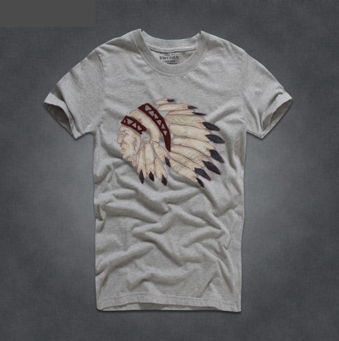 Herren-T-Shirt mit Indianer-Aufdruck J2681 hellgrau XXL