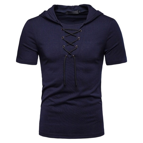 Herren-T-Shirt mit Kapuze T2080 dunkelblau XXL