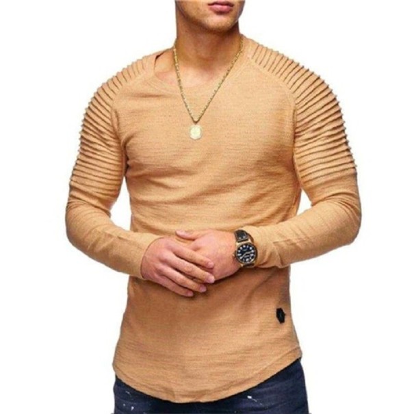 Herren-T-Shirt mit langen Ärmeln beige M