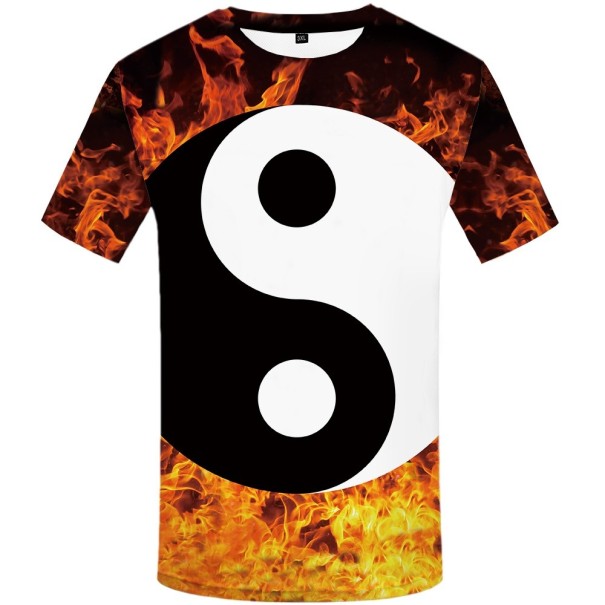 Herren-T-Shirt mit revolutionärem 3D-Druck – Feuer L