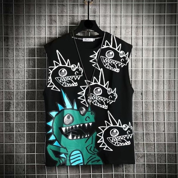 Herren-Tanktop mit Dinosauriern schwarz XXS