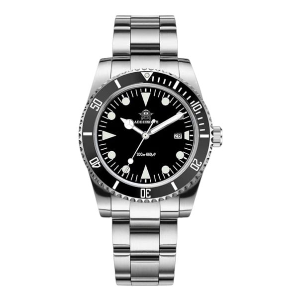 Herren Taucheruhren Wasserdicht 200 m Keramische Lünette Gehäuse 39 mm Edelstahl 316L Leuchtindizes BGW9 Für Schwimmen und Tauchen schwarz