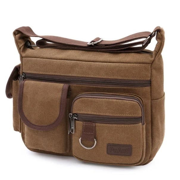 Herren-Umhängetasche aus Segeltuch, 31 × 21 × 14 cm, lässige Crossbody-Reisehandtasche, hochwertige, modische Luxus-Herrentasche braun