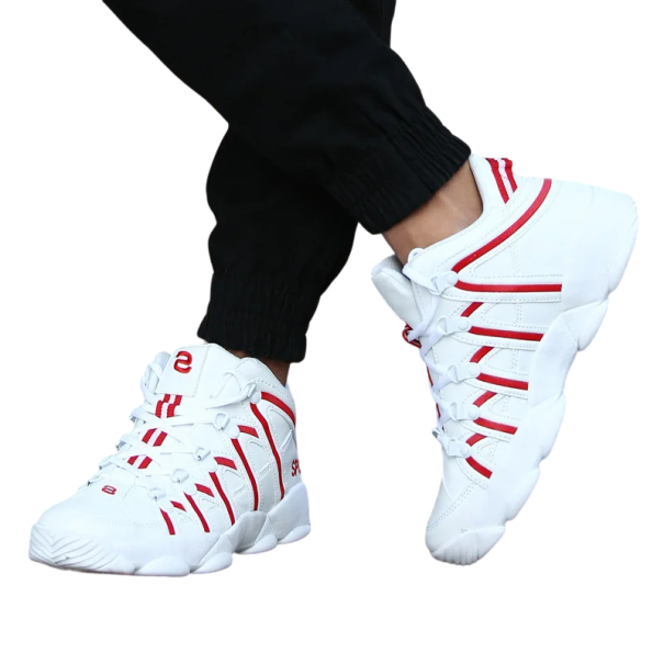 Herren- und Jungen-Sportschuhe, atmungsaktive Wanderschuhe, Herren-Sport-Sneaker, atmungsaktive Freizeitschuhe weiß-rot 41