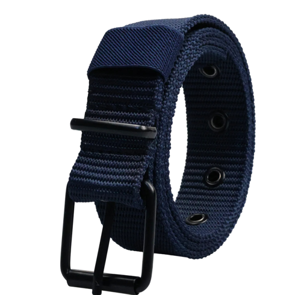 Herren Webgürtel mit Metallschnalle Breite 3,5 cm Eleganter schwarzer Gürtel aus Textilmaterial Verstellbares Modeaccessoire für Männer dunkelblau 105 cm