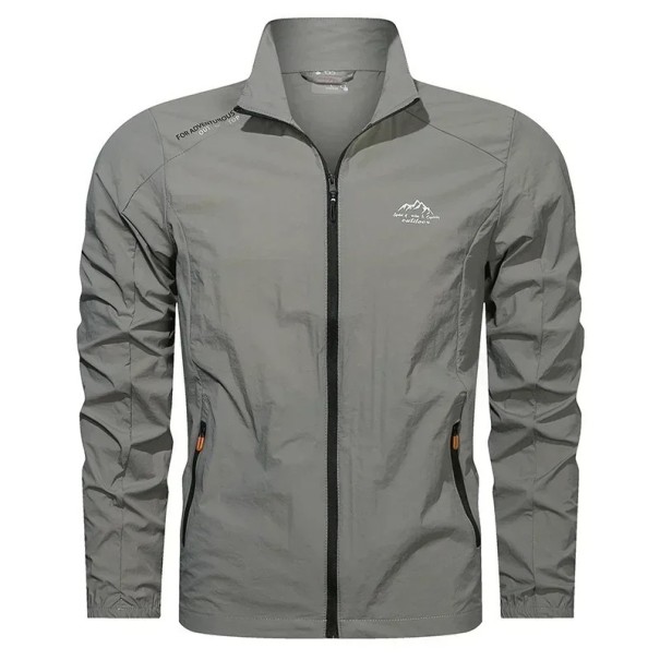 Herren Windbreaker mit UV-Schutz am Reißverschluss Wasserdichte Ultraleichtjacke für die Natur Atmungsaktive Sportjacke für den Frühling Herbst-Windbreaker zum Wandern grau XL