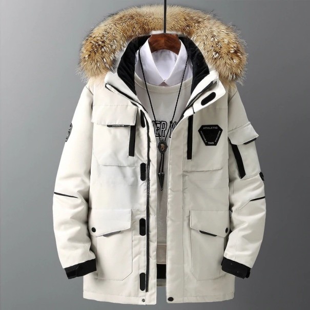 Herren-Winter-Daunenjacke A2790 elfenbein XXS