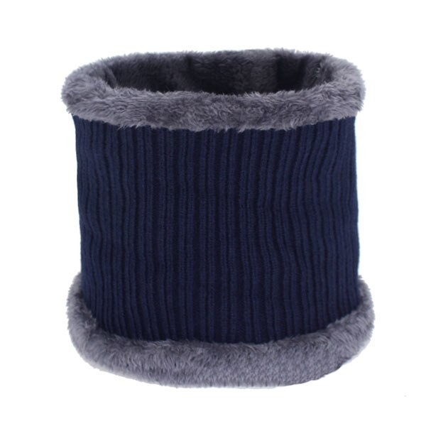 Herren-Winterhalstuch mit Fell dunkelblau