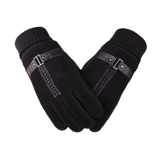 Herren-Winterhandschuhe mit Gürtel schwarz