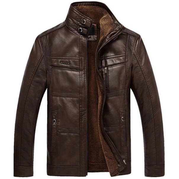 Herren-Winterjacke aus Leder F1126 braun XXS