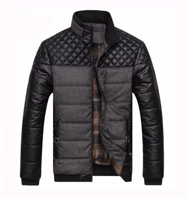 Herren-Winterjacke aus Leder J2069 grau M