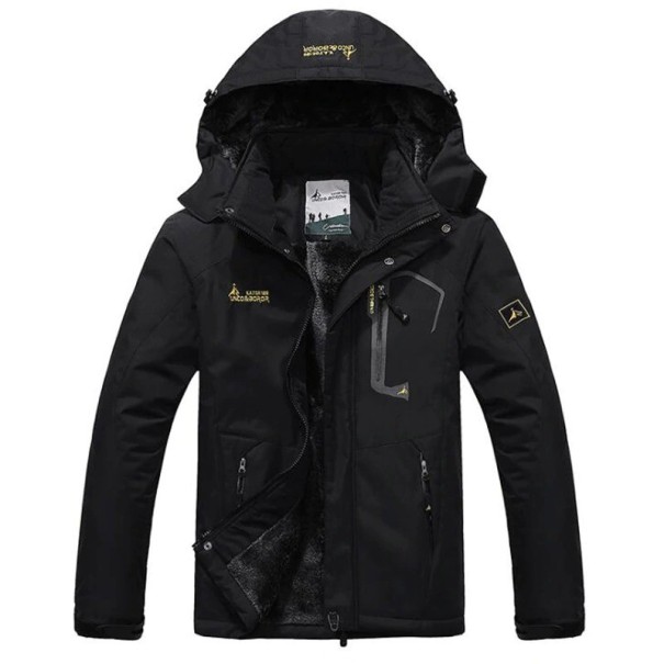 Herren-Winterjacke mit Kapuze schwarz M