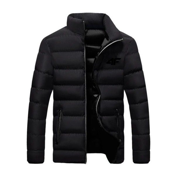 Herren Winterjacke Steppjacke mit Wattierung Warme leichte Jacke für kaltes Wetter Stehkragen Sportjacke mit Reißverschlusstaschen Wintermantel schwarz XS