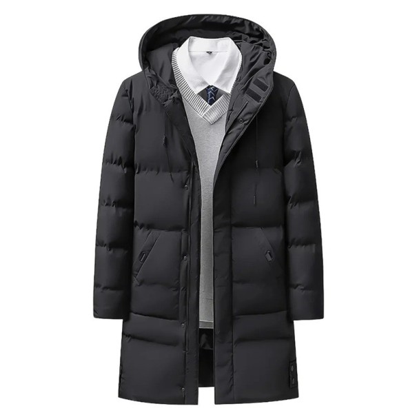 Herren Winterjacke Winddichte Ausführung Mit Reißverschluss und Druckknöpfen Praktische Taschen Warme Baumwollfütterung Robuste Polyester schwarz XXS