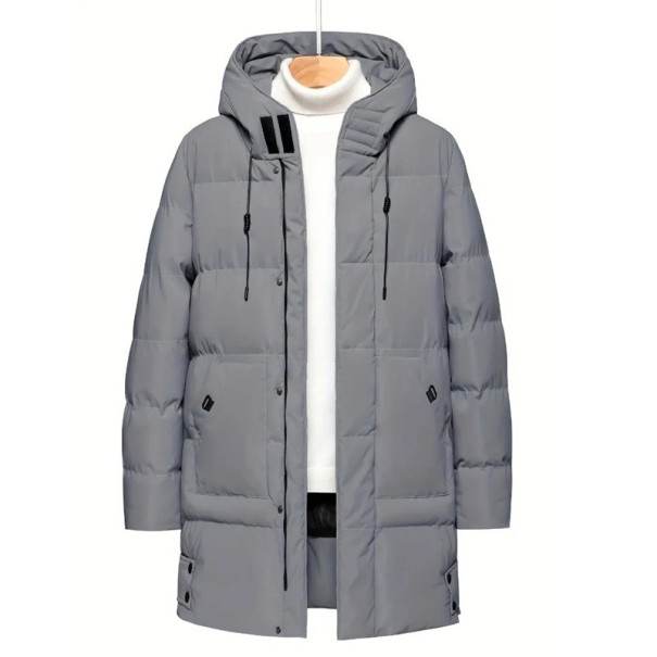 Herren Winterjacke Winddichte Ausführung Mit Reißverschluss und Druckknöpfen Praktische Taschen Warme Baumwollfütterung Robuste Polyester Winterjacke grau XXS