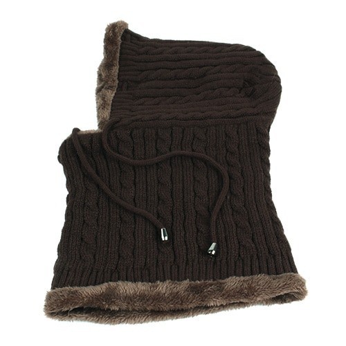 Herren-Wintermütze mit Schlauchschal dunkelbraun