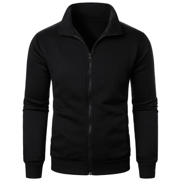 Herren Zip-Hoodie mit hohem Kragen Sport Hoodie für die Freizeit Langarm-Hoodie Lässiger Stil für den Alltag schwarz S