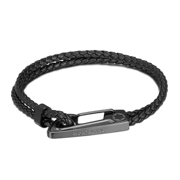 Herrenarmband mit Karabiner schwarz 19 cm