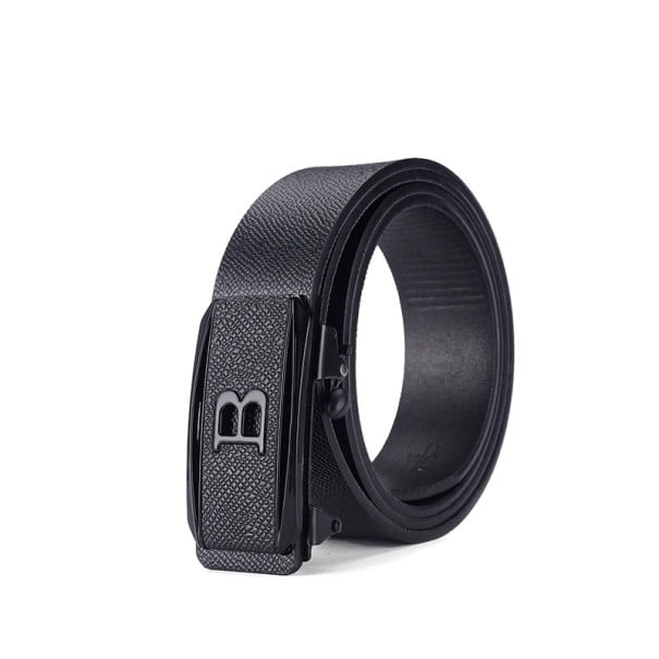 Herrengürtel aus PU-Leder, Breite 3,4 cm. Eleganter Gürtel mit automatischer Schnalle. Stilvolles Modeaccessoire zur Hose schwarz 110 cm