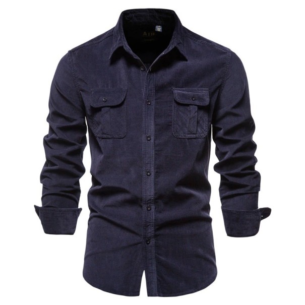Herrenhemd F417 dunkelblau M
