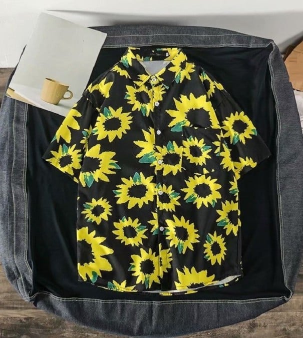 Herrenhemd mit Blumen F449 S 1