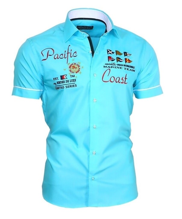 Herrenhemd mit kurzen Ärmeln F599 blau XS