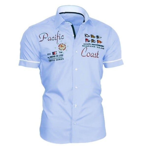 Herrenhemd mit kurzen Ärmeln F599 hellblau XS