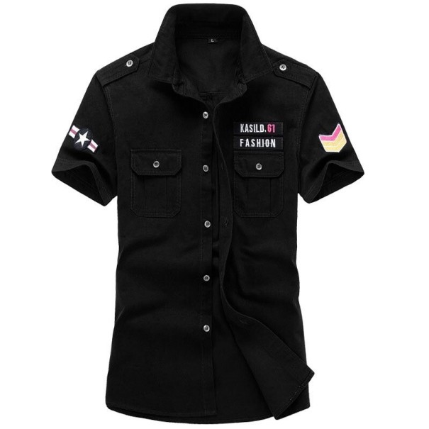 Herrenhemd mit kurzen Ärmeln F807 schwarz XS