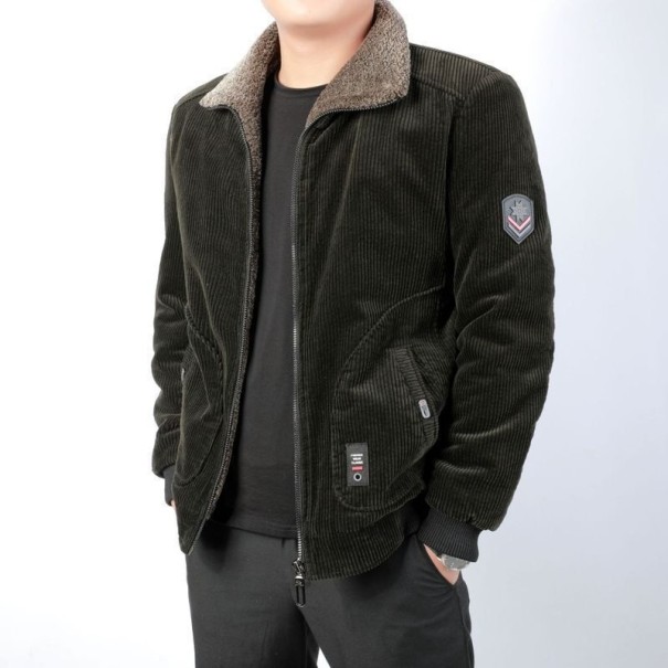 Herrenjacke mit Fell F1218 dunkelgrün XL