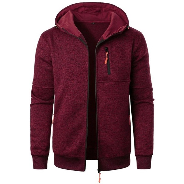 Herrenjacke mit Kapuze und Reißverschluss Sportliche Übergangsjacke mit Taschen Kontrastierende Reißverschlüsse Weiche Jacke für Frühling und Herbst in der Stadt und auf Reisen rot S