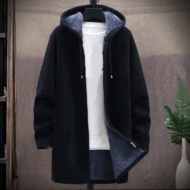 Herrenmantel mit Reißverschluss schwarz XS