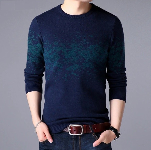 Herrenpullover F269 dunkelblau L