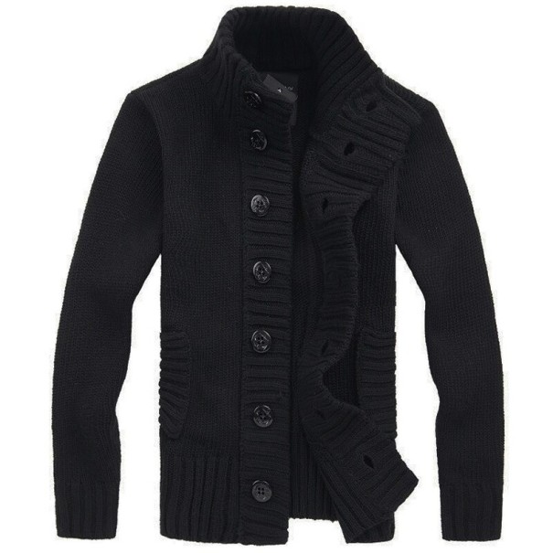 Herrenpullover mit Knöpfen A2617 schwarz S