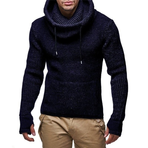 Herrenpullover mit Kragen F245 dunkelblau L