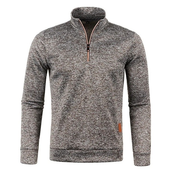 Herrenpullover mit langen Ärmeln und Rollkragen Halber Reißverschluss Einfarbiger Polyesterpullover Eleganter und bequemer moderner Pullover in mehreren Farben braun M