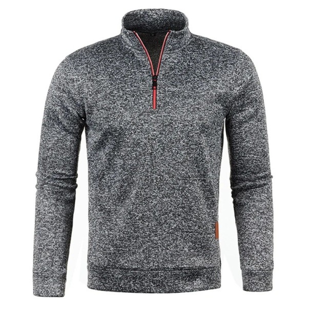 Herrenpullover mit langen Ärmeln und Rollkragen Halber Reißverschluss Einfarbiger Polyesterpullover Eleganter und bequemer moderner Pullover in mehreren Farben dunkelgrau S