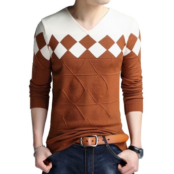 Herrenpullover mit Muster F204 hellbraun M
