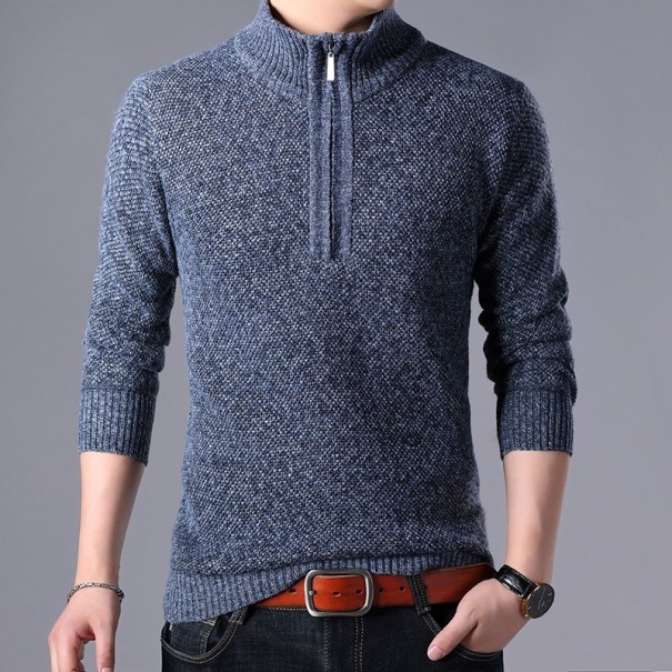 Herrenpullover mit Reißverschluss blau L