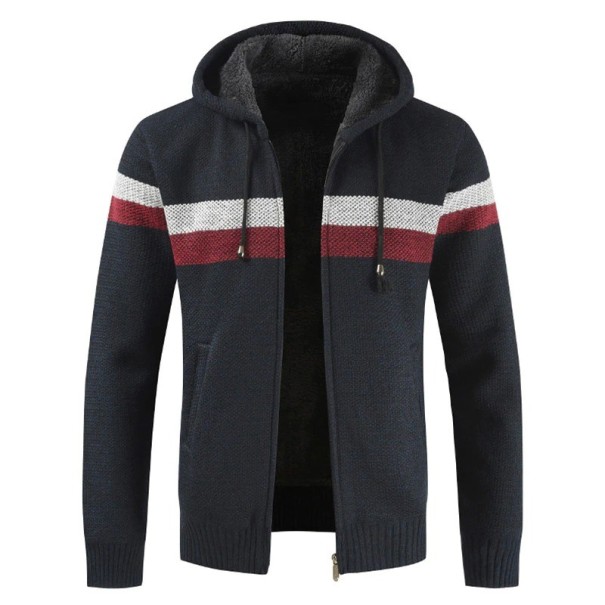 Herrenpullover mit Reißverschluss F176 dunkelblau L 1