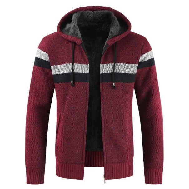 Herrenpullover mit Reißverschluss F176 weinrot L 1