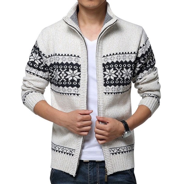 Herrenpullover mit Reißverschluss F198 beige L