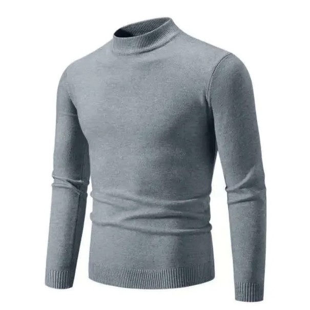 Herrenpullover mit Rollkragen Einfarbiger Strickpullover mit Rundhalsausschnitt Langarm Eleganter Winterherbstpullover Polyester Verschiedene Farben dunkelgrau L
